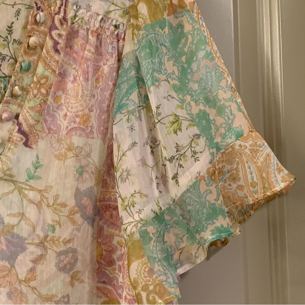 Misa Para Sheer Chiffon Blouse Top in Ischia Paisley Size S - Picture 8 of 16